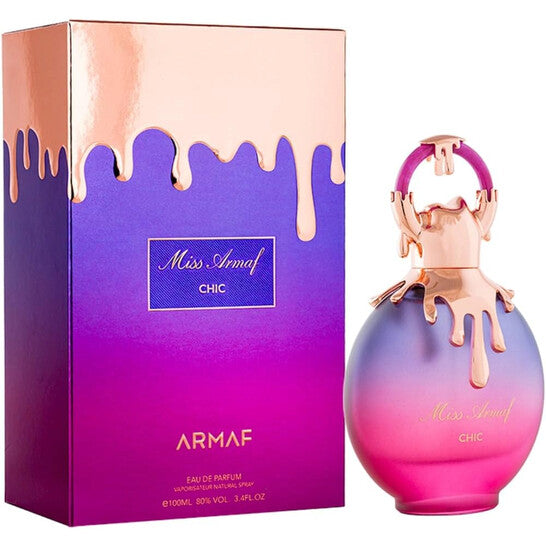 image showing the bottle and packaging for Miss Armaf Chic Perfume by Armaf Eau De Parfum Spray 100ml