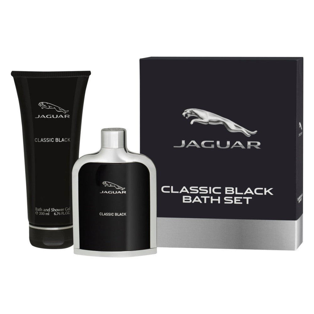 jaguar black 2pc set edt 100ml 200ml bath shower gel set  - Just Perfume