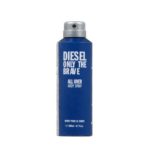 Blue body spray bottle with silver cap on a white background
