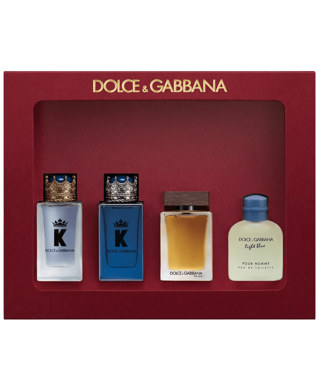 DOLCE & GABBANA 4 PCS MINI SET FOR MEN: "K" EDT 5ML + LIGHT BLUE EDT 4.5 ML + "K" 5 EDP ML + THE ONE EDT 5ML - Just Perfume