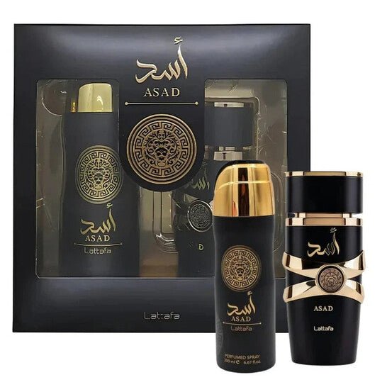 Lattafa Asad 2 Pcs Gift Set With 100ml EDP + 200ml Perfumed Spray - Just Perfume