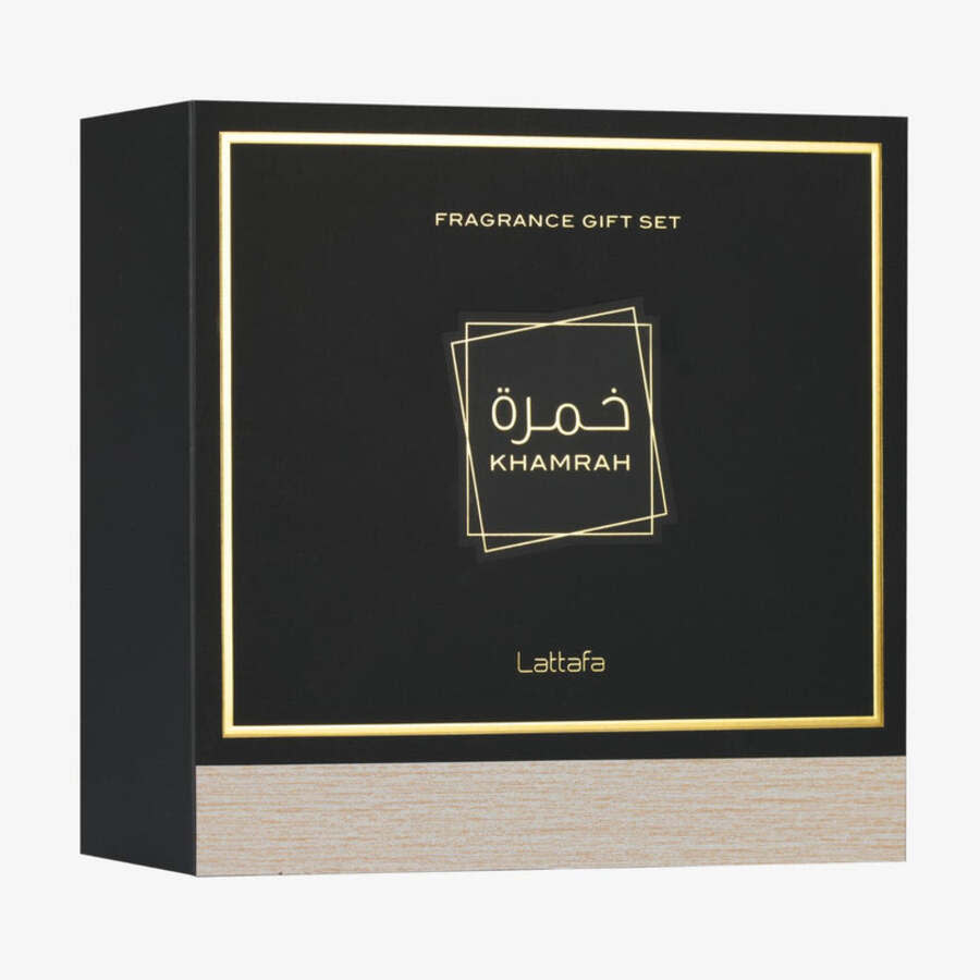 Lattafa Khamrah 3 pcs Gift Set   100ml EDP + 12ml Travel Spray + 50ml Hair Mist set  - Just Perfume