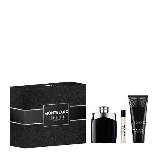 MONT BLANC LEGEND (M) 3PC SET EDT 100ML + ALL OVER SHOWER GEL 100ML + TRAVEL SPRAY 7.5ML - Just Perfume