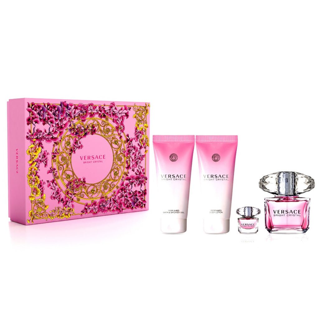 Versace Bright Crystal 4pc Set EDT 90ml + Body Lotion 100ml + Shower Gel 100ml + Mini Replica - Just Perfume