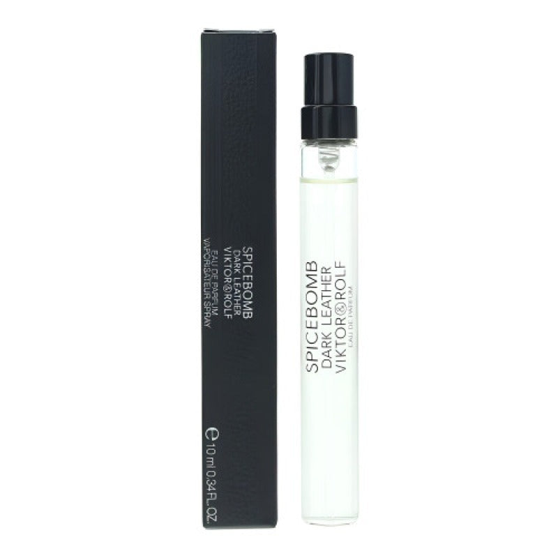 Viktor & Rolf Spicebomb Dark Leather perfume spray bottle and packaging on a white background