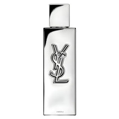 YSL Libre Eau de Toilette bottle in polished silver with the iconic YSL logo on the front, set against a plain white background.