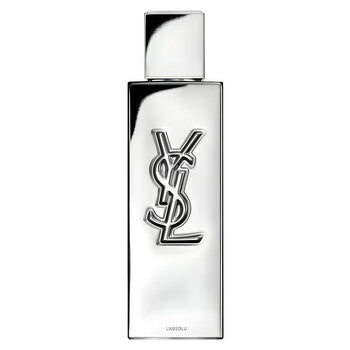 YSL Libre Eau de Toilette bottle in polished silver with the iconic YSL logo on the front, set against a plain white background.